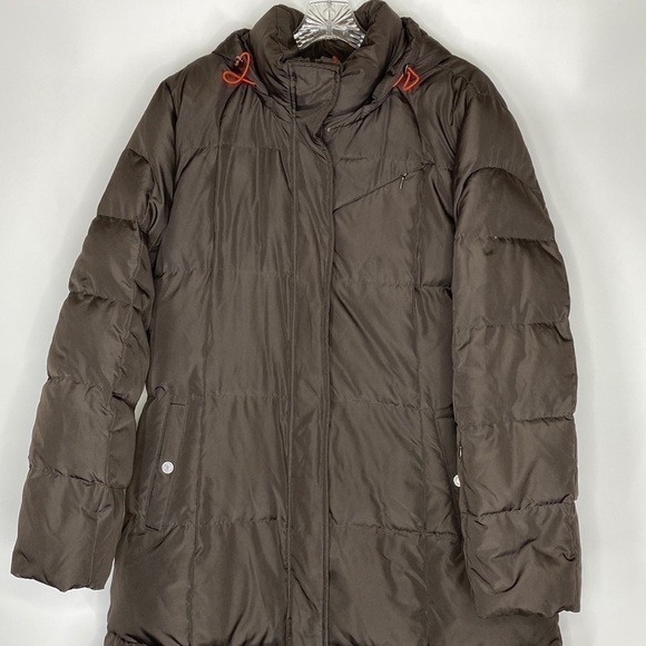 Calvin Klein Brown Puffy Down Hooded Parka Jacket Size XL - Picture 2 of 11